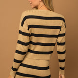 Horizontal Striped Rib Sweater-Set