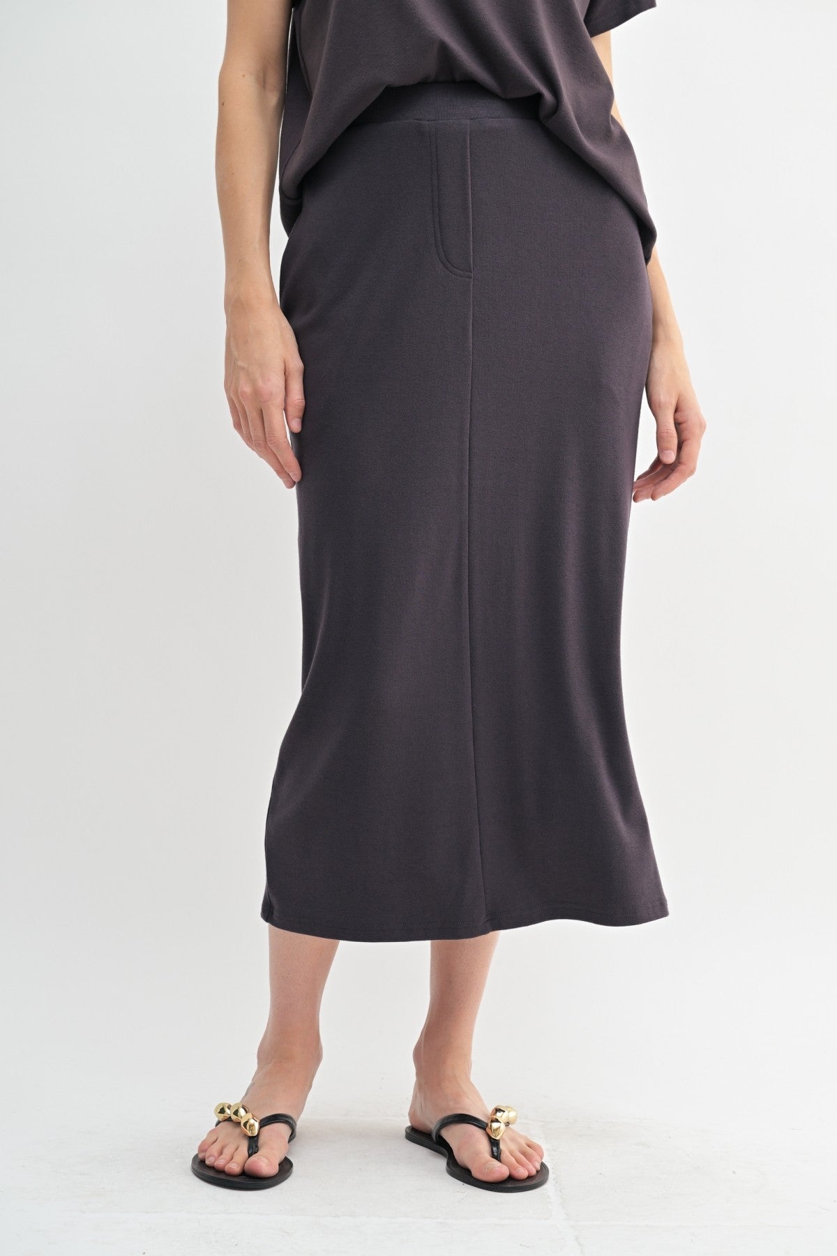 Stretch Midi Track Skirt