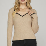 Sweetheart Neck Sweater Top