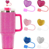 Glitter Heart Straw Covers