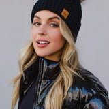 Cable Knit W/ Natural Pom Hat