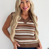 Striped Open Knit Sweater Tank