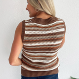 Striped Open Knit Sweater Tank