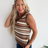 Striped Open Knit Sweater Tank