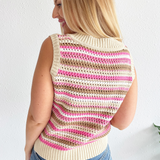 Striped Open Knit Sweater Tank