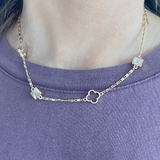 Chain Necklace with Quatrefoil and Stone