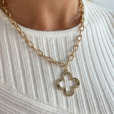 Chain Necklace with Quatrefoil Pendant