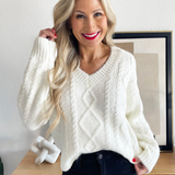 Textured Cable Knit Sweater