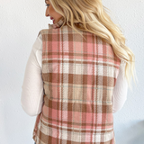 Plaid Knit Padded Vest