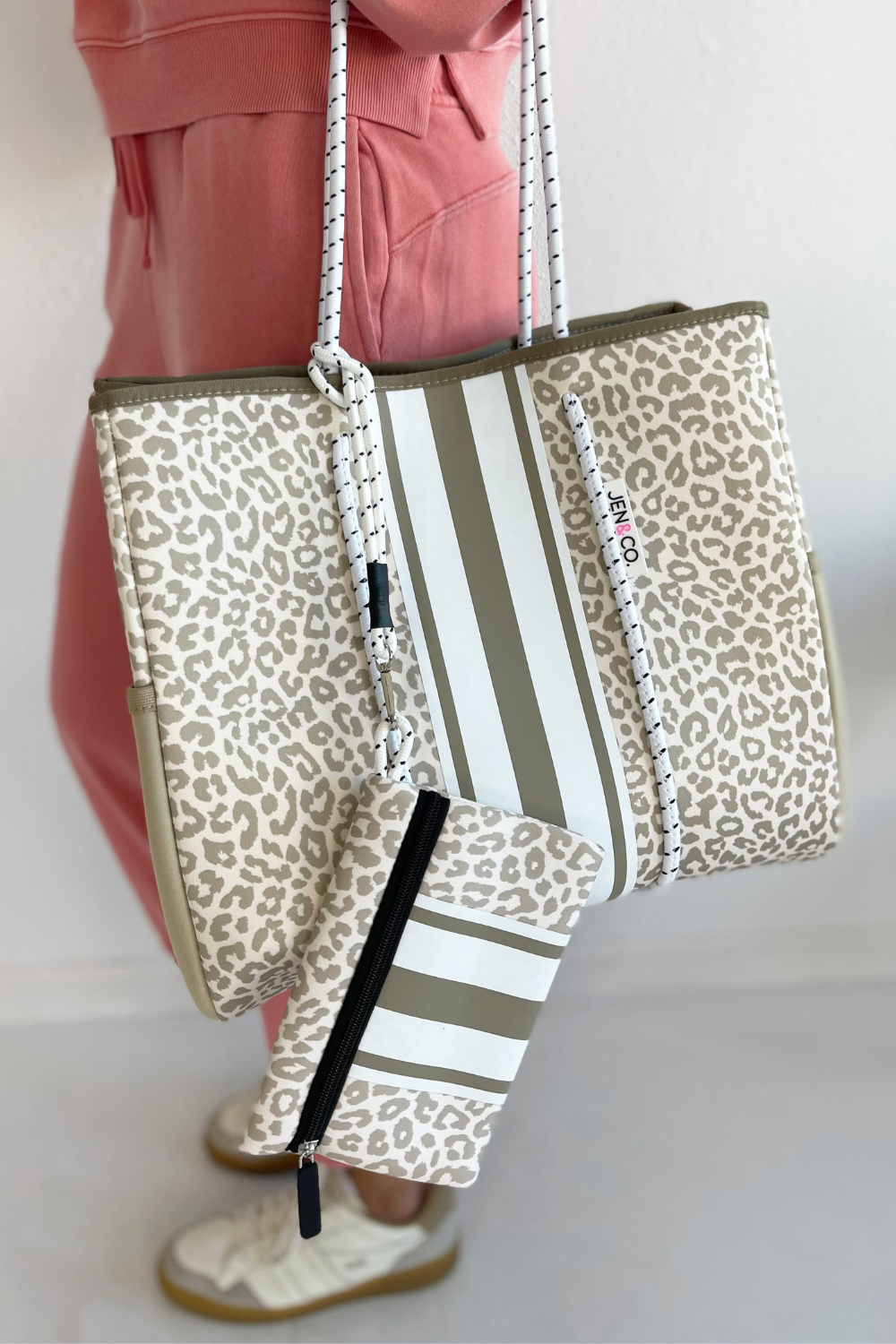 Annabella Large Striped Neoprene Tote