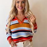 Multi Color Varsity Knit Sweater