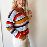 Multi Color Varsity Knit Sweater