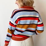 Multi Color Varsity Knit Sweater