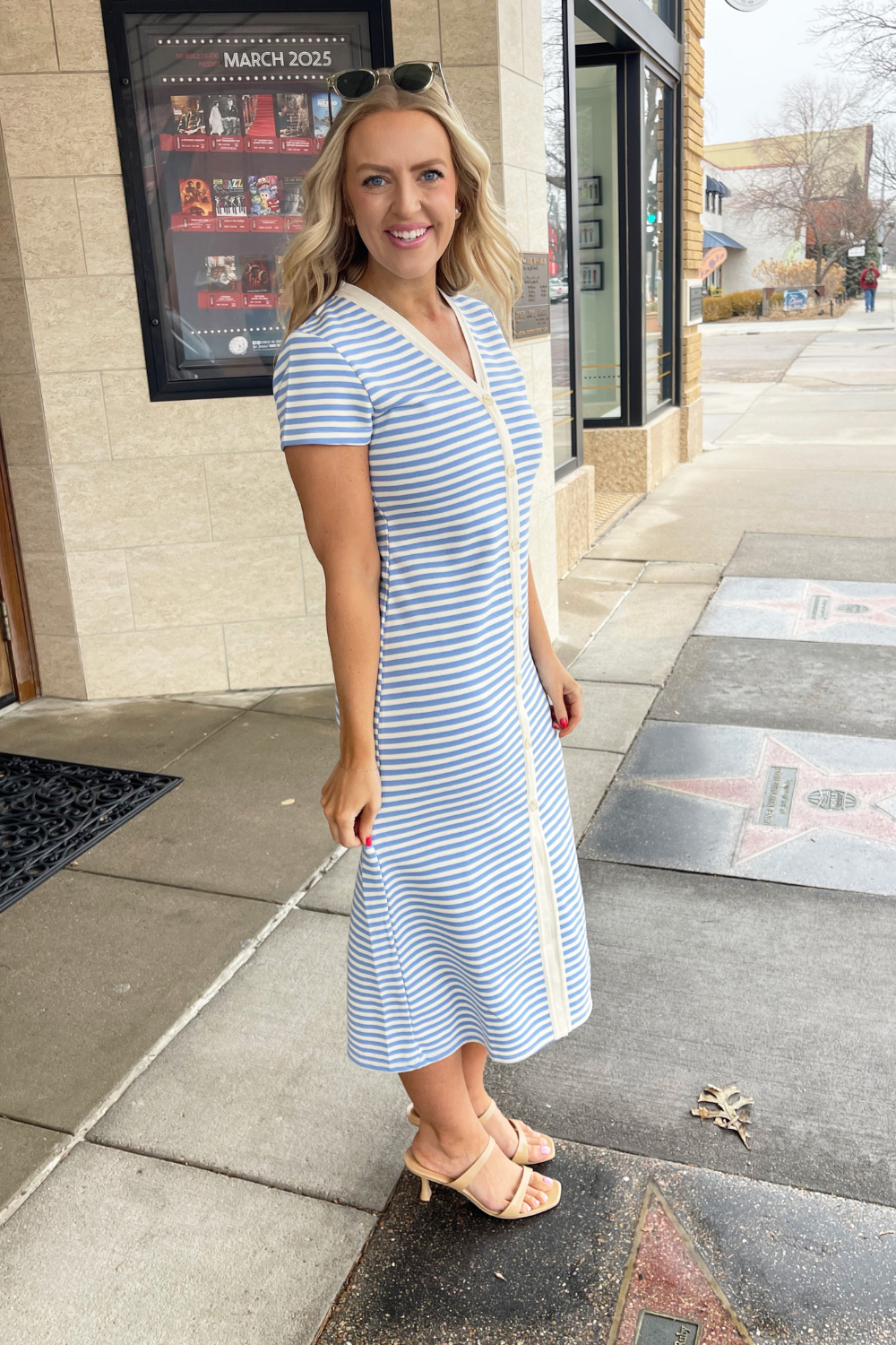 Striped Button-Up Midi Dress