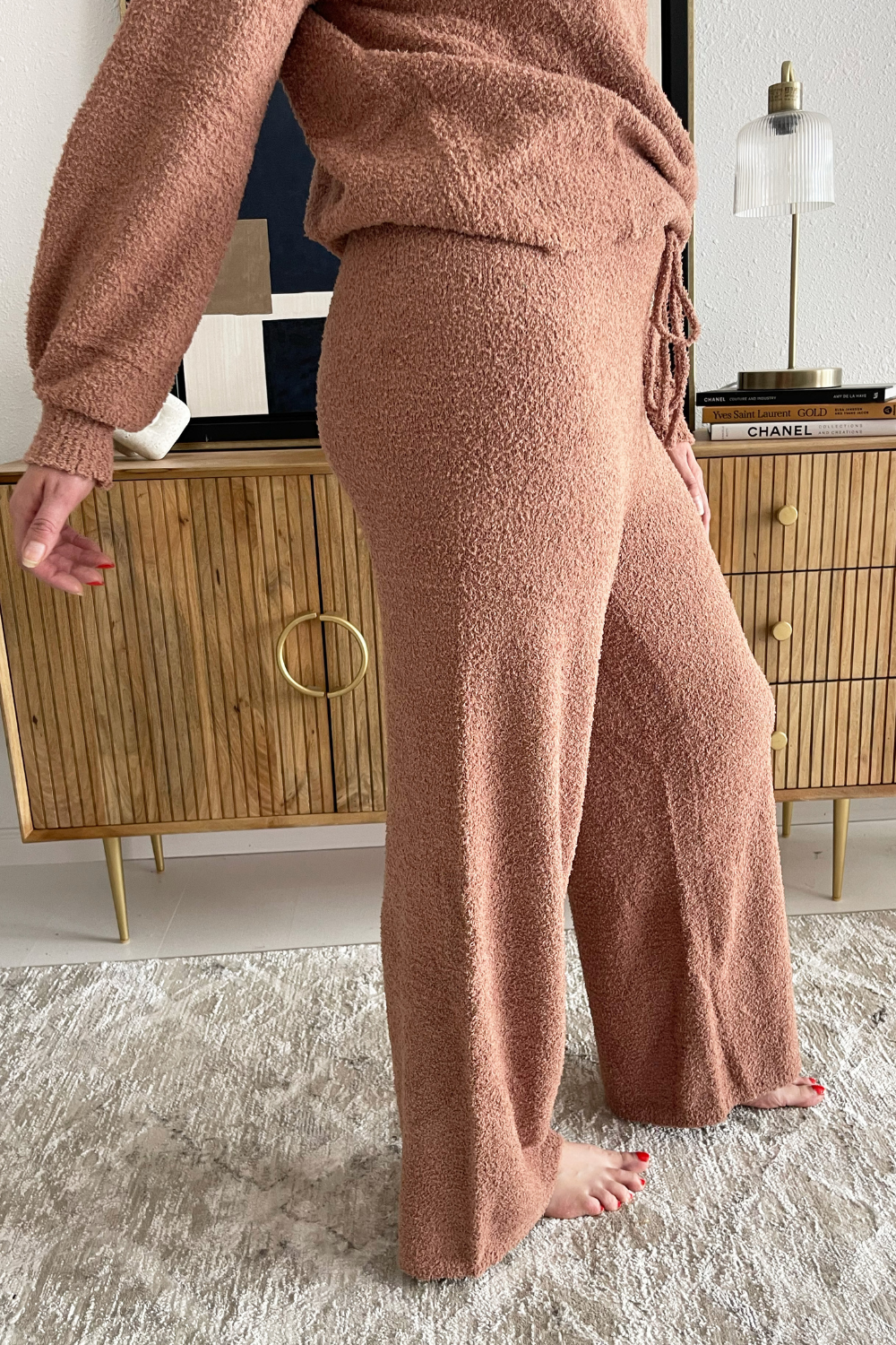 Teddy Tie Front Relaxed Pant-Set