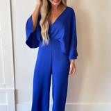 Washed Poly Silk Cape Jumpsuit