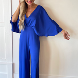 Washed Poly Silk Cape Jumpsuit