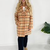 Plaid Long Button Front Coat