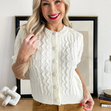 Cable Knit Puff Sleeve Sweater Cardigan