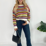 Round Neck Stripe Chunky Sweater