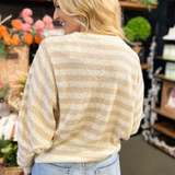 Striped Batwing Sleeve Sweater