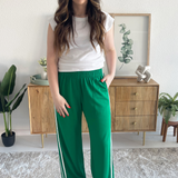 Wide Leg Side Stripes Track Pants