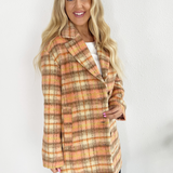 Plaid Long Button Front Coat