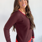 Long Sleeve V-Neck Colorblock Sweater