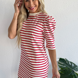 Puff Sleeve Stripe Mini Dress