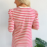 Puff Sleeve Stripe Mini Dress