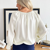 Elastic Shirring Bubble Hem Blouse