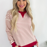 Texture Striped Long Sleeve Top