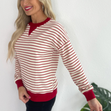 Texture Striped Long Sleeve Top