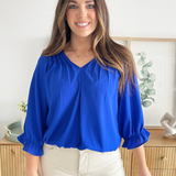 Pintuck Detail V-Neck Blouse