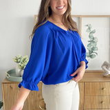 Pintuck Detail V-Neck Blouse