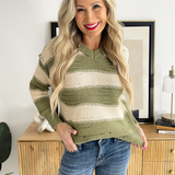 Bold Striped Distressed Sweater