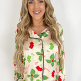 Mistletoe Printed Satin Pajama Set