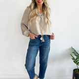 Jacquard Texture Long Sleeve Blouse