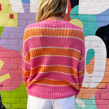 Multi-Striped Crochet Sweater