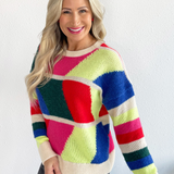 Multi Color Long Sleeve Sweater Top