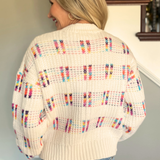 Long Sleeve Crew Neck Multi Color Sweater