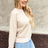 Rib Detail Terry Pullover Top