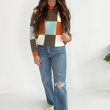 Multi Checker Long Sleeve Sweater