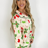 Mistletoe Printed Satin Pajama Set