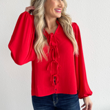 Long Sleeve Bow Tie Top