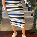 Multi Stripe Midi Skirt