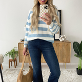 Half Zip Varsity Collared Striped Sweater