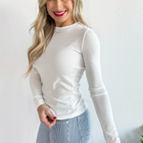 Round Neck Fitted Ribbed Knit Top