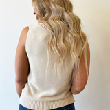 Textured Notched Sweater Tank Top