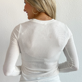 Round Neck Fitted Ribbed Knit Top